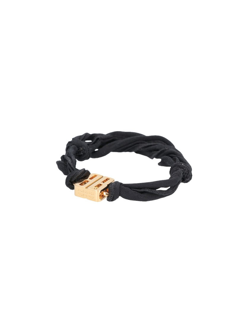 Balenciaga Twisted Black Fabric Bracelet With Gold-Tone Clasp
