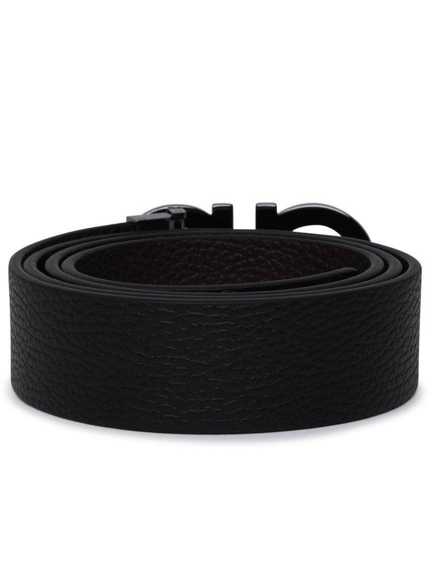 Salvatore Ferragamo Hammered Leather Reversible Belt