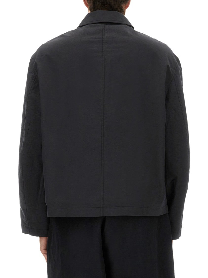Studio Nicholson Boxy Black Harrington Jacket With Classic Collar