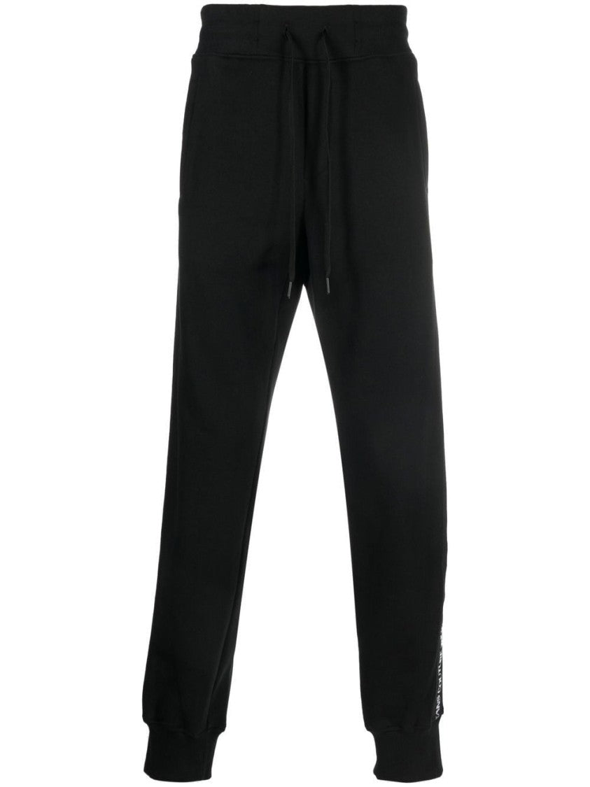 Versace Jeans Couture Tapered Black Jogger Pants With Ribbed Cuffs And Logo Detail