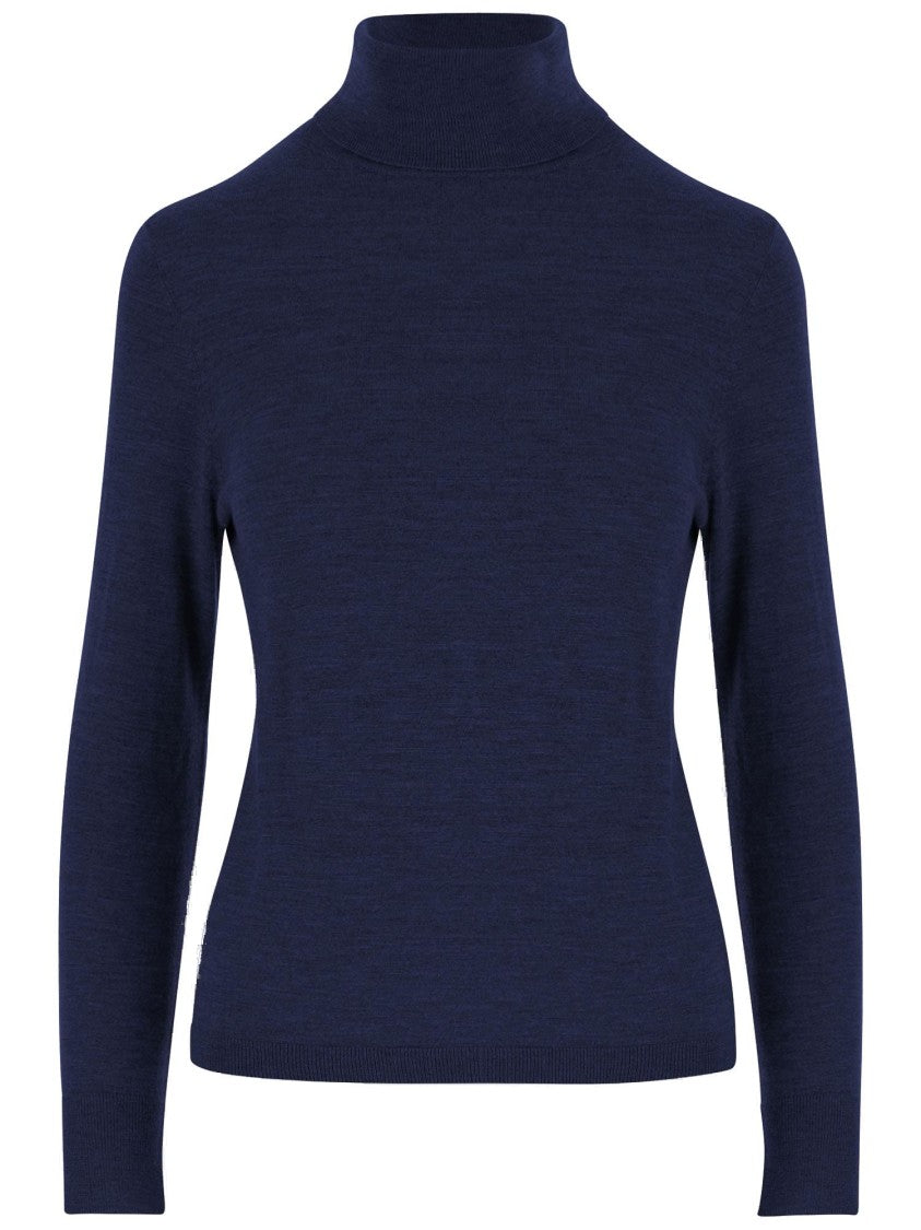 Allude High Neck Merino Wool Sweater With Contrasting Edges