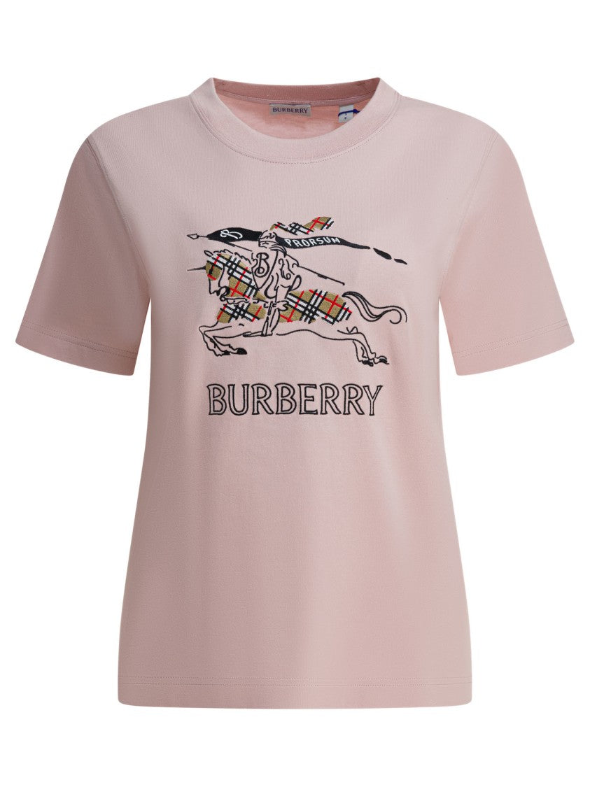 Burberry Embroidered Cotton Jersey T-Shirt With Equestrian Design