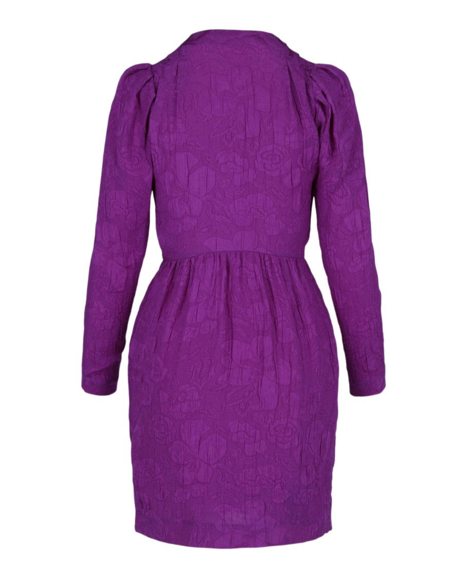 Stella Mccartney Textured Floral Silk Mini Dress With V-Neck And Zip Closure