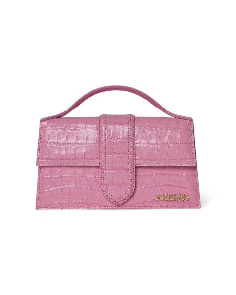 Jacquemus Crocodile-Embossed Pink Handbag With Rigid Handle And Detachable Strap
