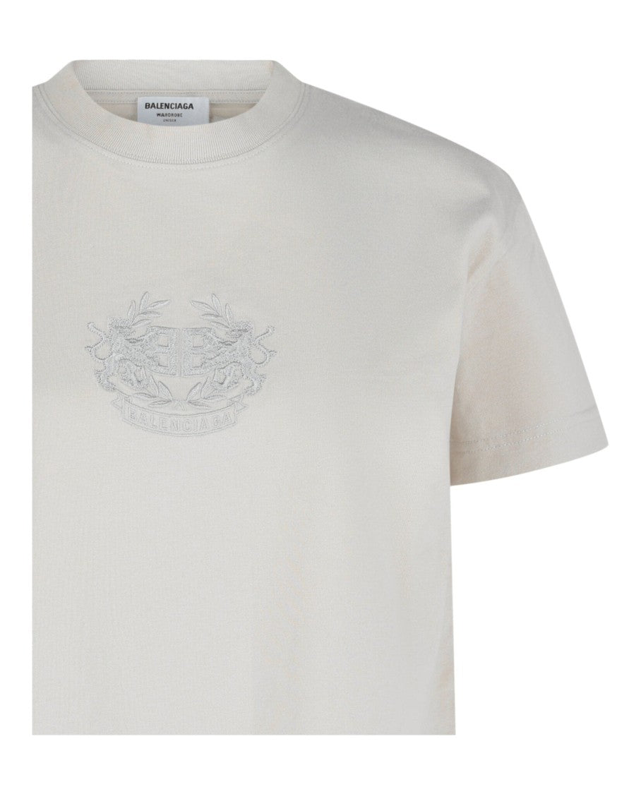 Balenciaga Lion's Laurel Small-Fit T-Shirt With Ribbed Collar