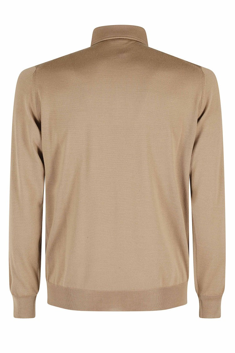 Filippo De Laurentiis Long-Sleeve Ecru Polo Shirt With Classic Collar