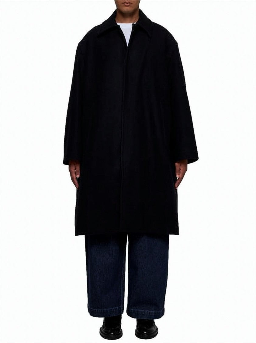 Studio Nicholson Oversized Black Wool Blend Coat