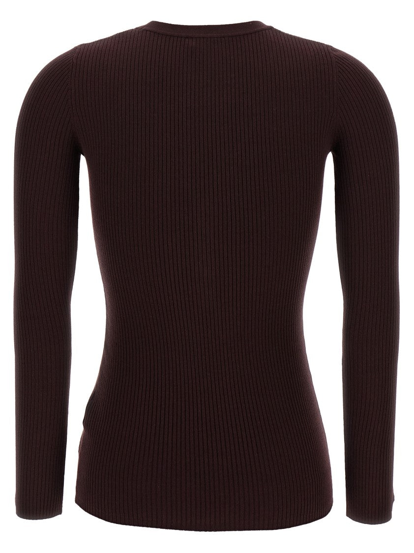 Elisabetta Franchi Silk Blend V-Neck Sweater With Button Detail