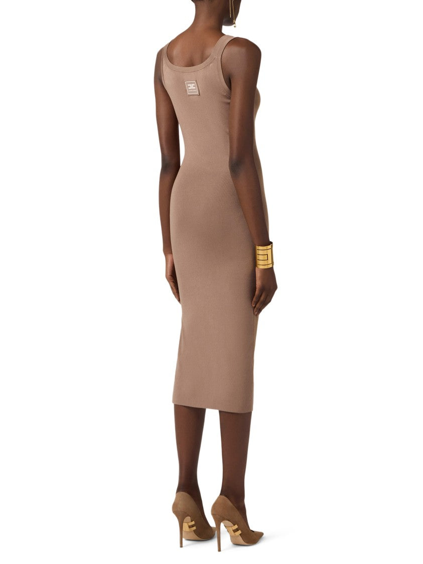 Elisabetta Franchi Sleeveless Bodycon Midi Dress With Side Slit