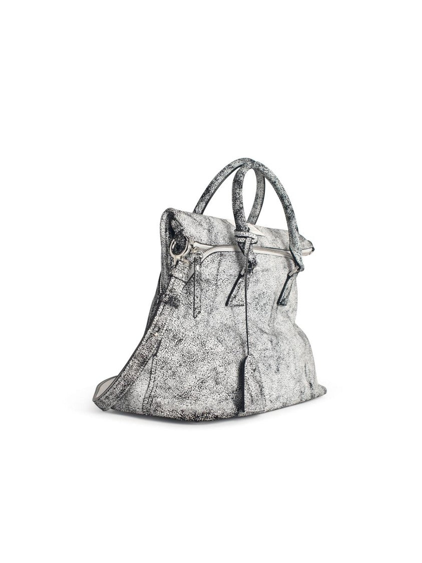 Maison Margiela '5Ac' Black And White Cracked Leather Bag
