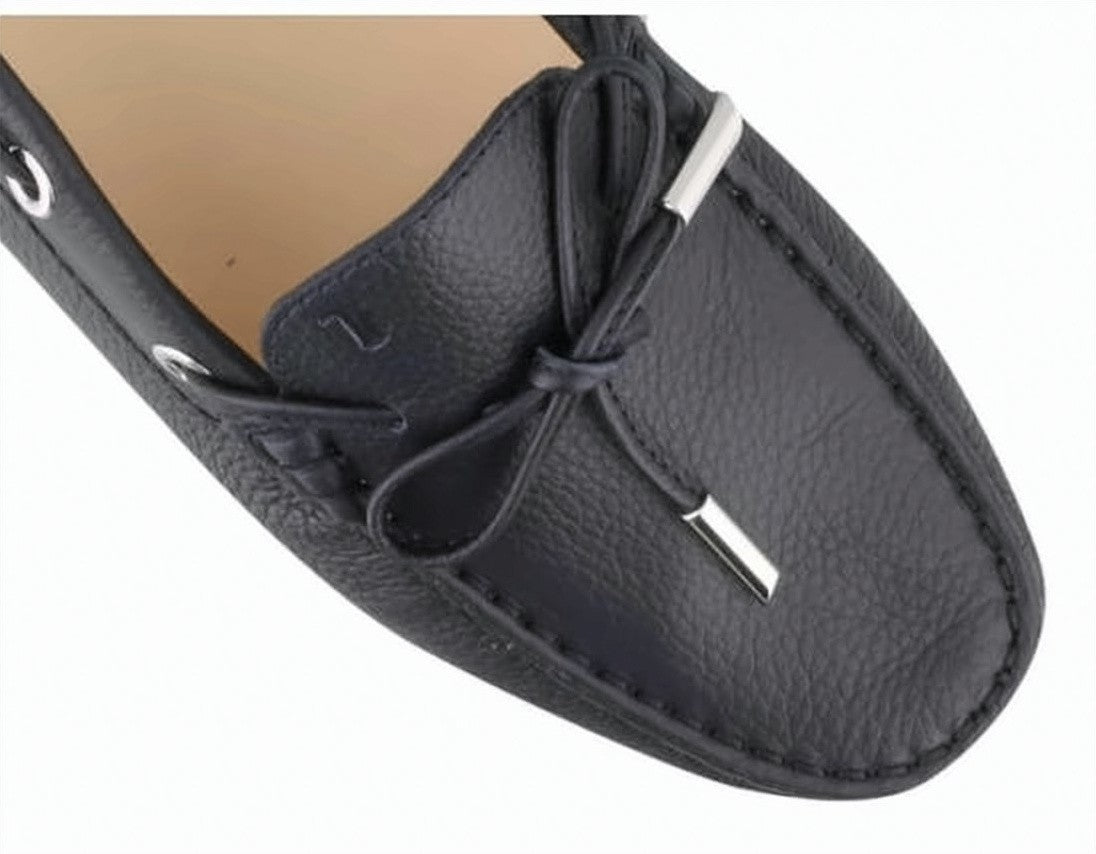Tod's Textured Leather Loafers With Decorative Bow