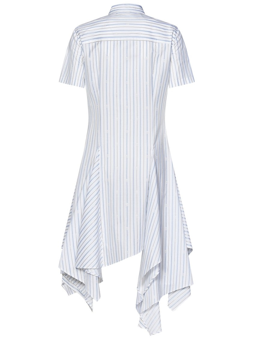 Alexander Mcqueen Asymmetric Hemline Shirt Dress In Striped Cotton Poplin