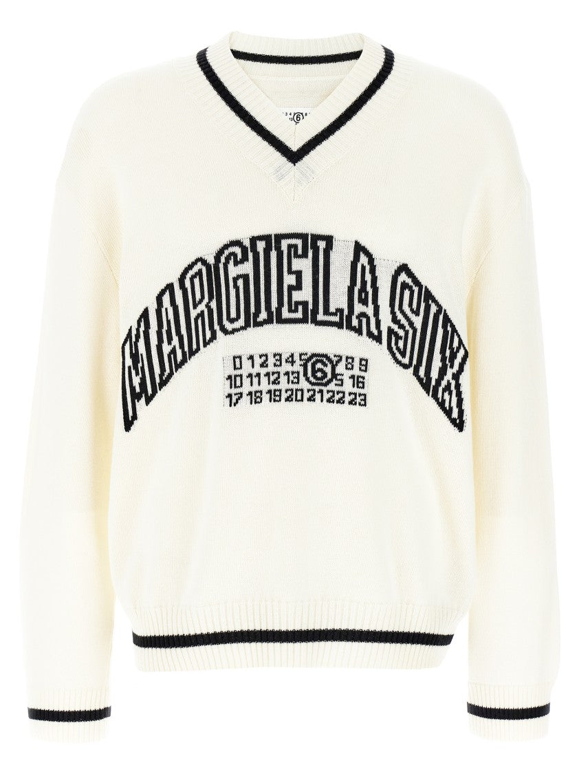 Mm6 By Maison Margiela V-Neck Cotton Blend Sweater