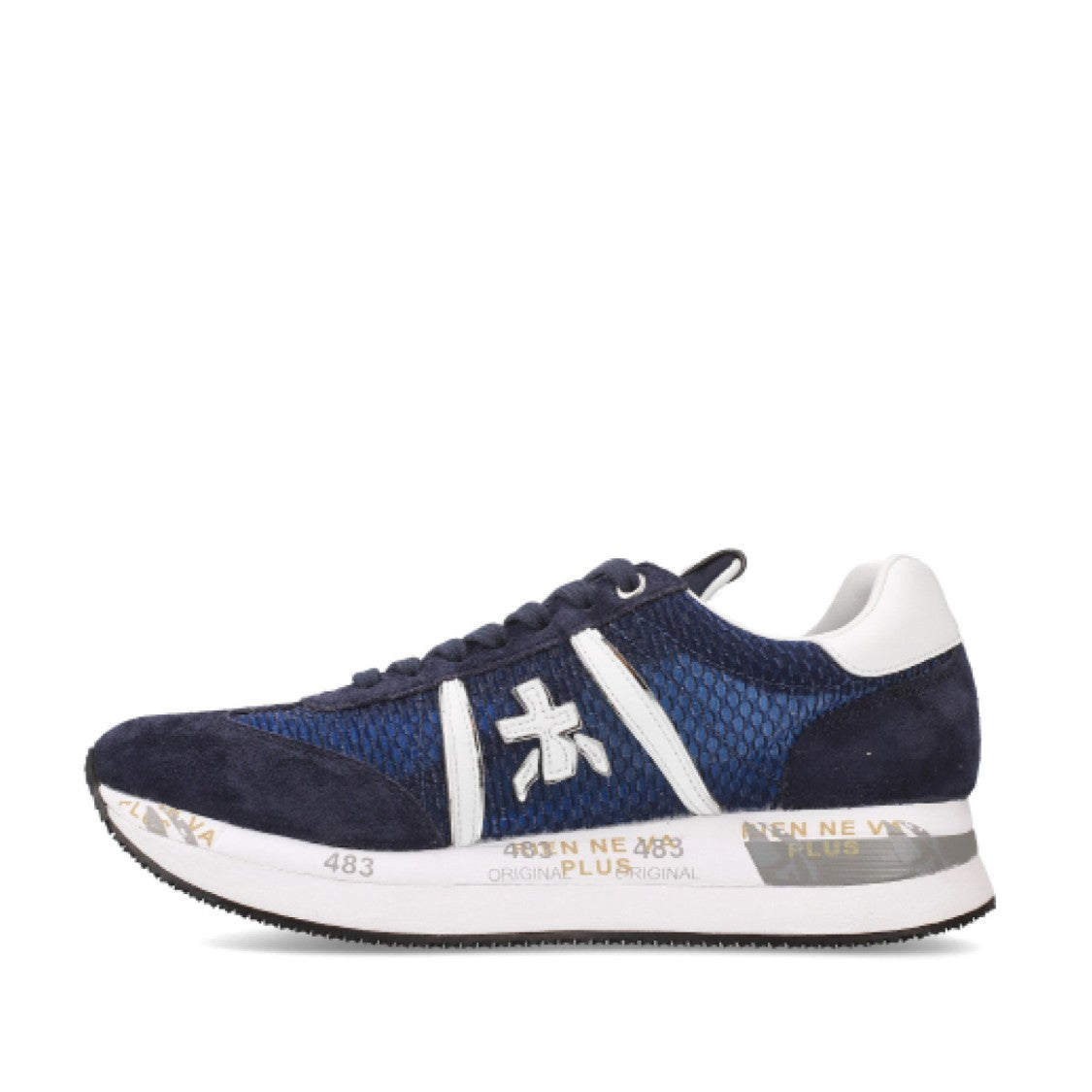 Premiata Suede And Blue Fabric Conny Sneakers