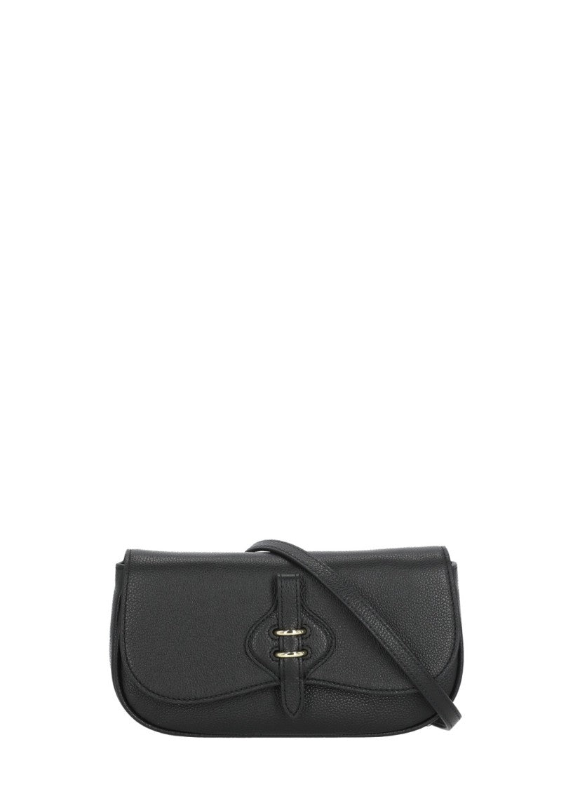 Coccinelle Textured Leather Shoulder Bag With Magnetic Closure