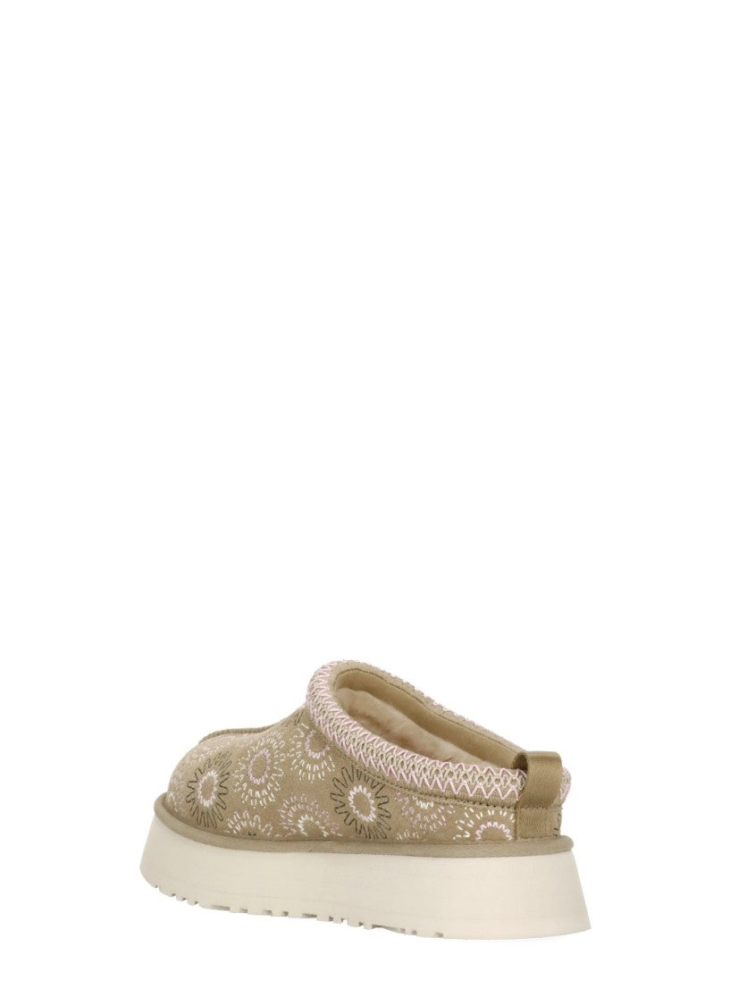Ugg Beige Tazz Embroidered Suede Loafers