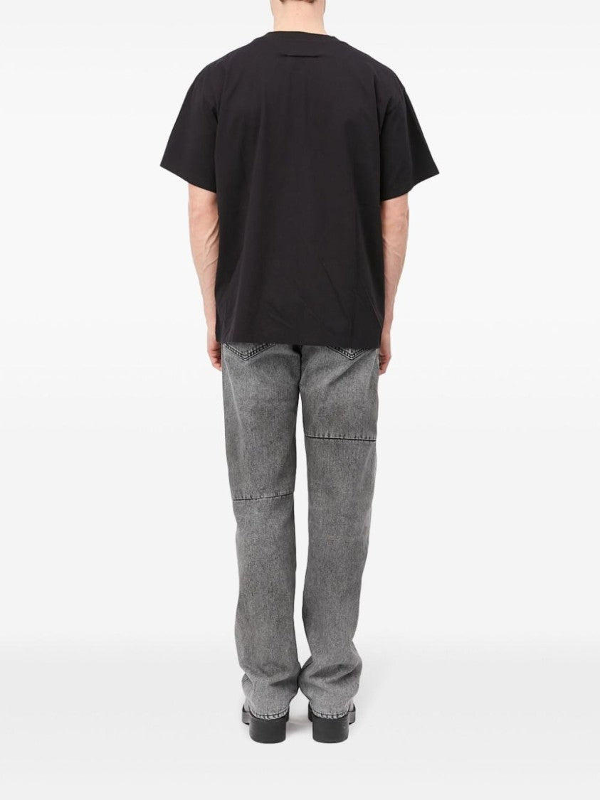 Mm6 By Maison Margiela Relaxed-Fit Black Cotton T-Shirt With Front Logo Patch