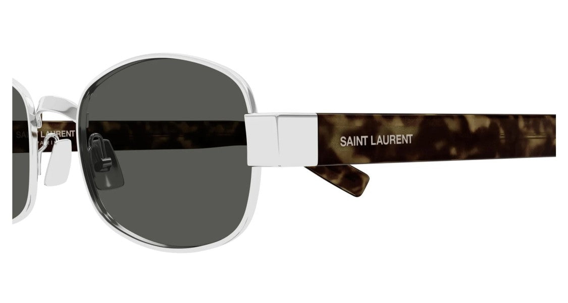 Saint Laurent Silver Silver Havana Metal Frame Sunglasses