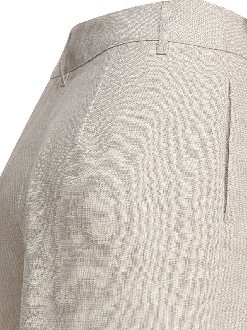 Max Mara Beige Linen Trousers With Tailored Fit