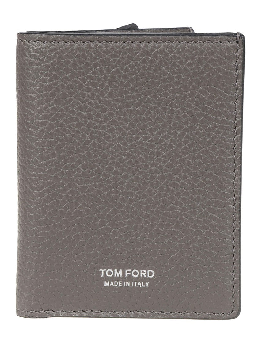 Tom Ford T Line Folding Textured Calf Leather Cardholder