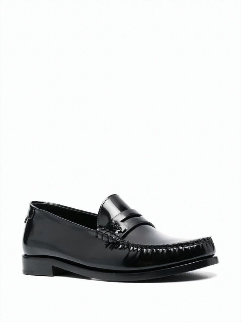 Saint Laurent Polished Calf Leather Loafer With Classic Penny Strap