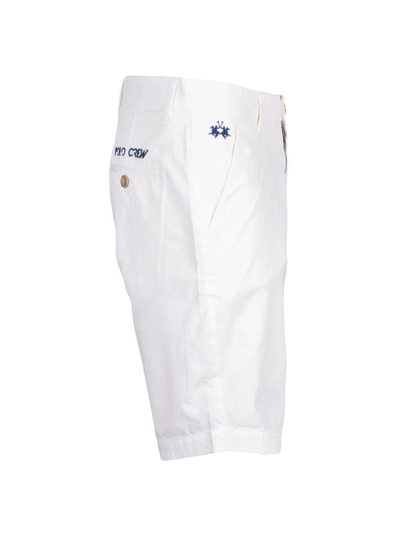 La Martina White Cotton Casual Shorts