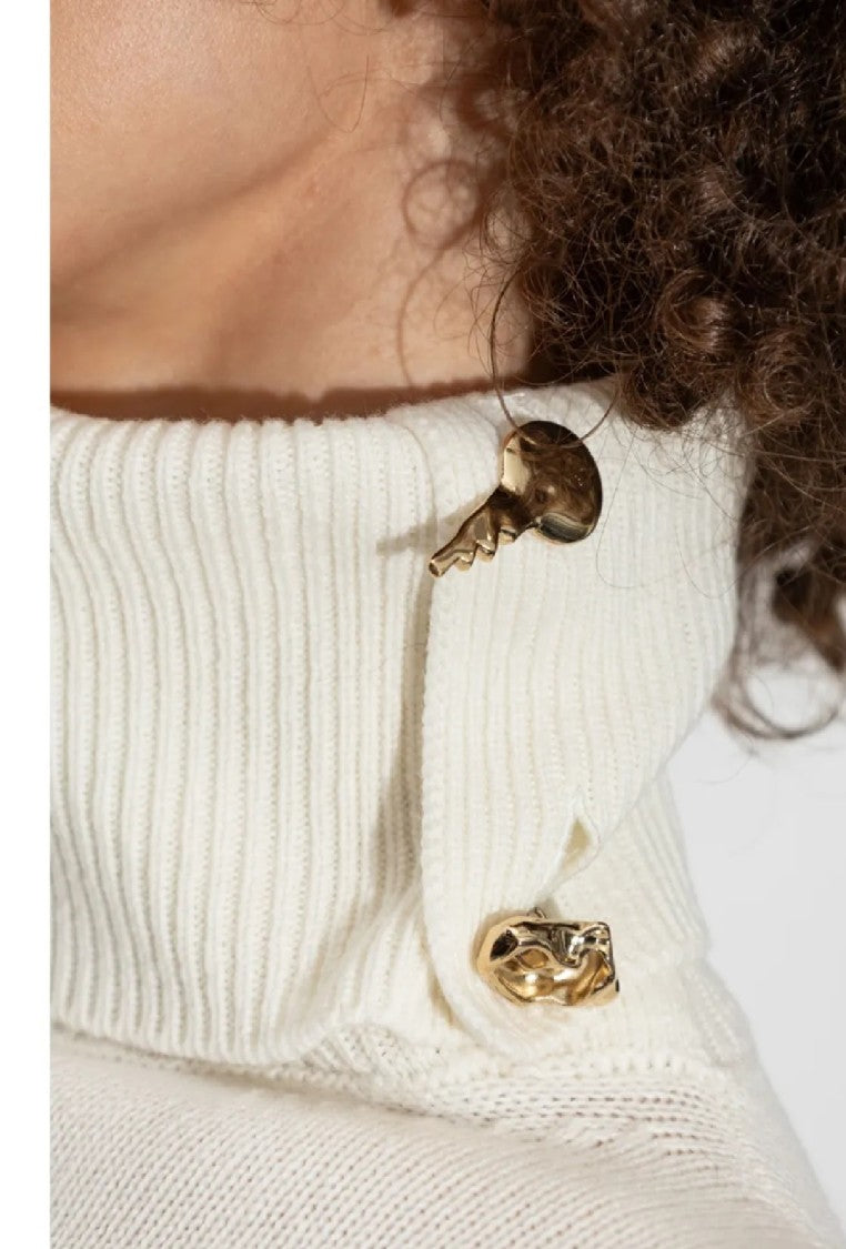 Fabiana Filippi High Neck Knitwear With Unique Button Detail