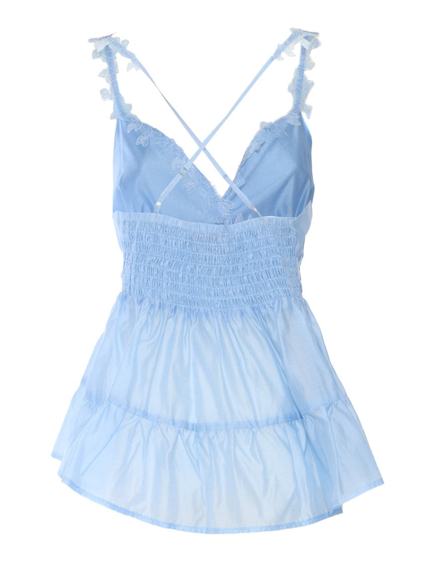 Ermanno Scervino Light Blue Top With Lace