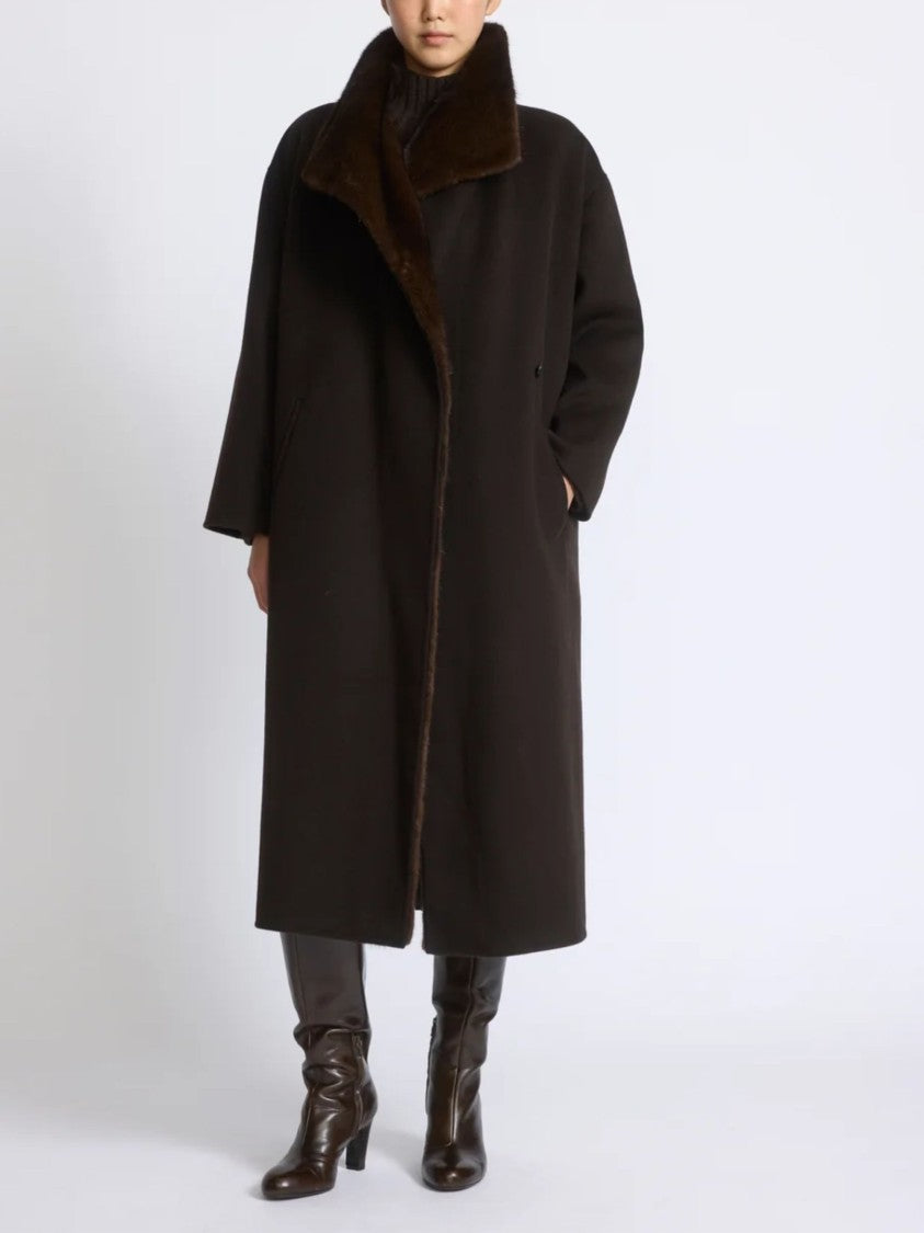 Yves Salomon 120 Cm Brown Double-Faced Wool And Cashmere Coat