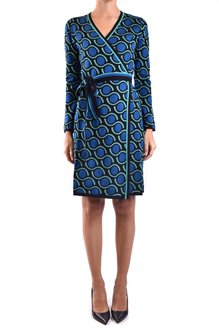 Diane Von Furstenberg Multicolor Wrap Dress With Geometric Pattern