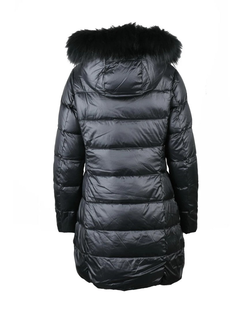 Bomboogie Beige Quilted Nylon Long Down Jacket