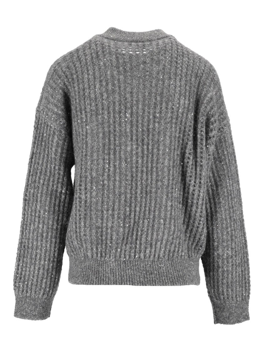 Peserico Ribbed Knit Zip-Through Knit Cardigan