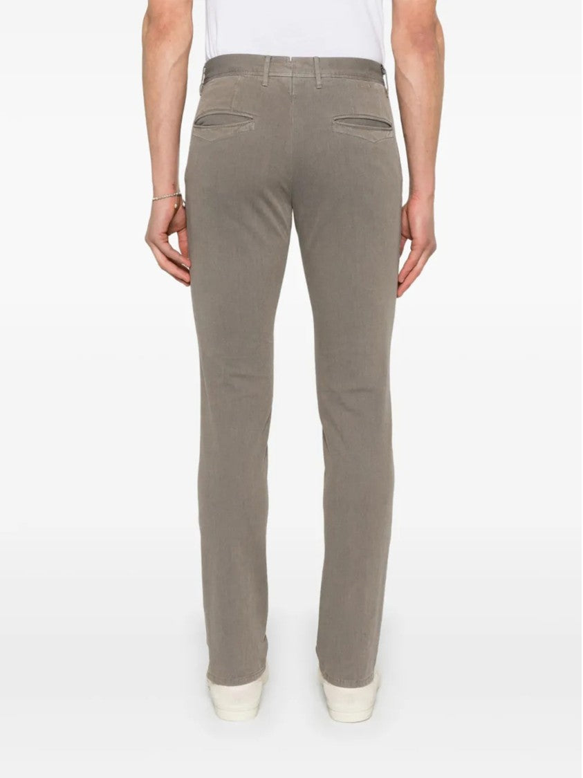 Incotex Taupe-Grey Slim Fit Straight Trousers