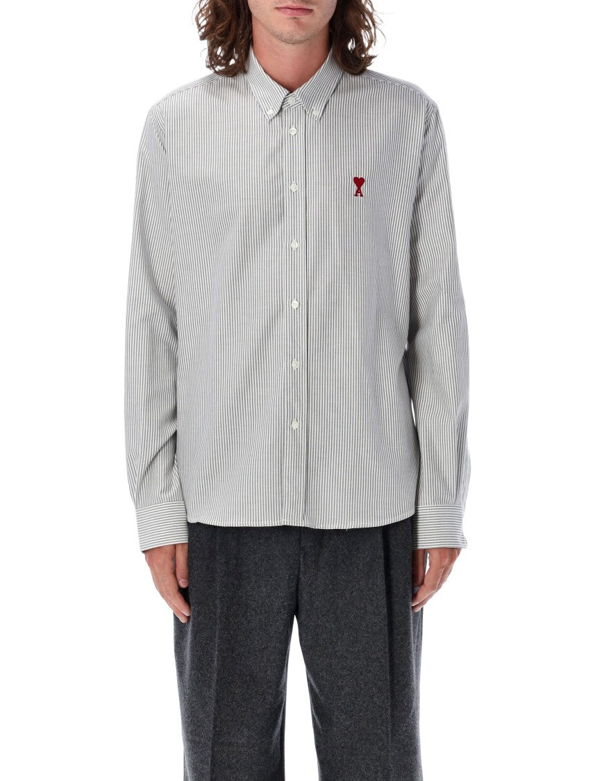 Ami Paris White Striped Ami De Coeur Shirt