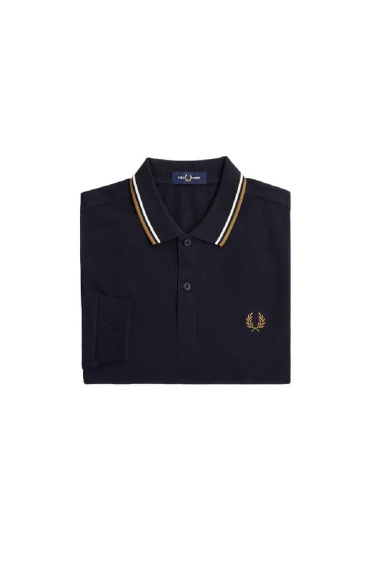 Fred Perry Blue Cotton Polo With Double Tipped Collar