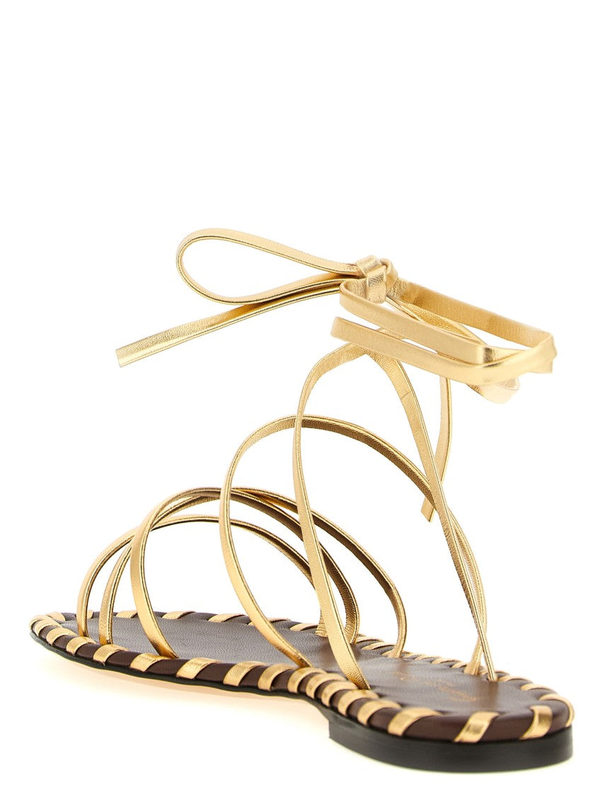 Gianvito Rossi Nappa Sandals With Moroccan Weaving And Ankle Ties