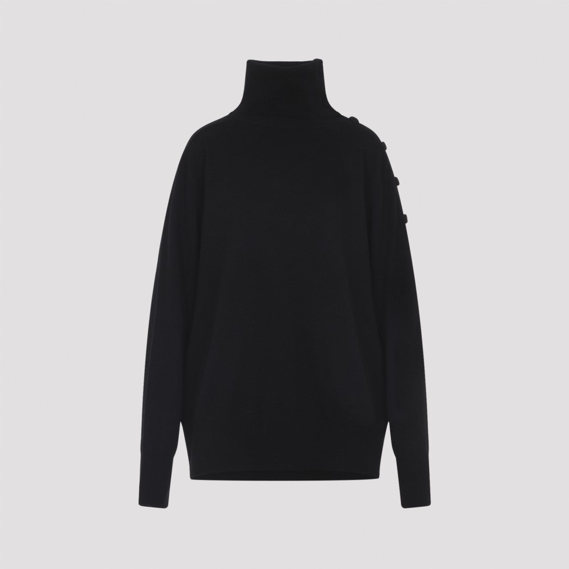 Dries Van Noten Ribbed Collar Cashmere Sweater With Side Button Detailing