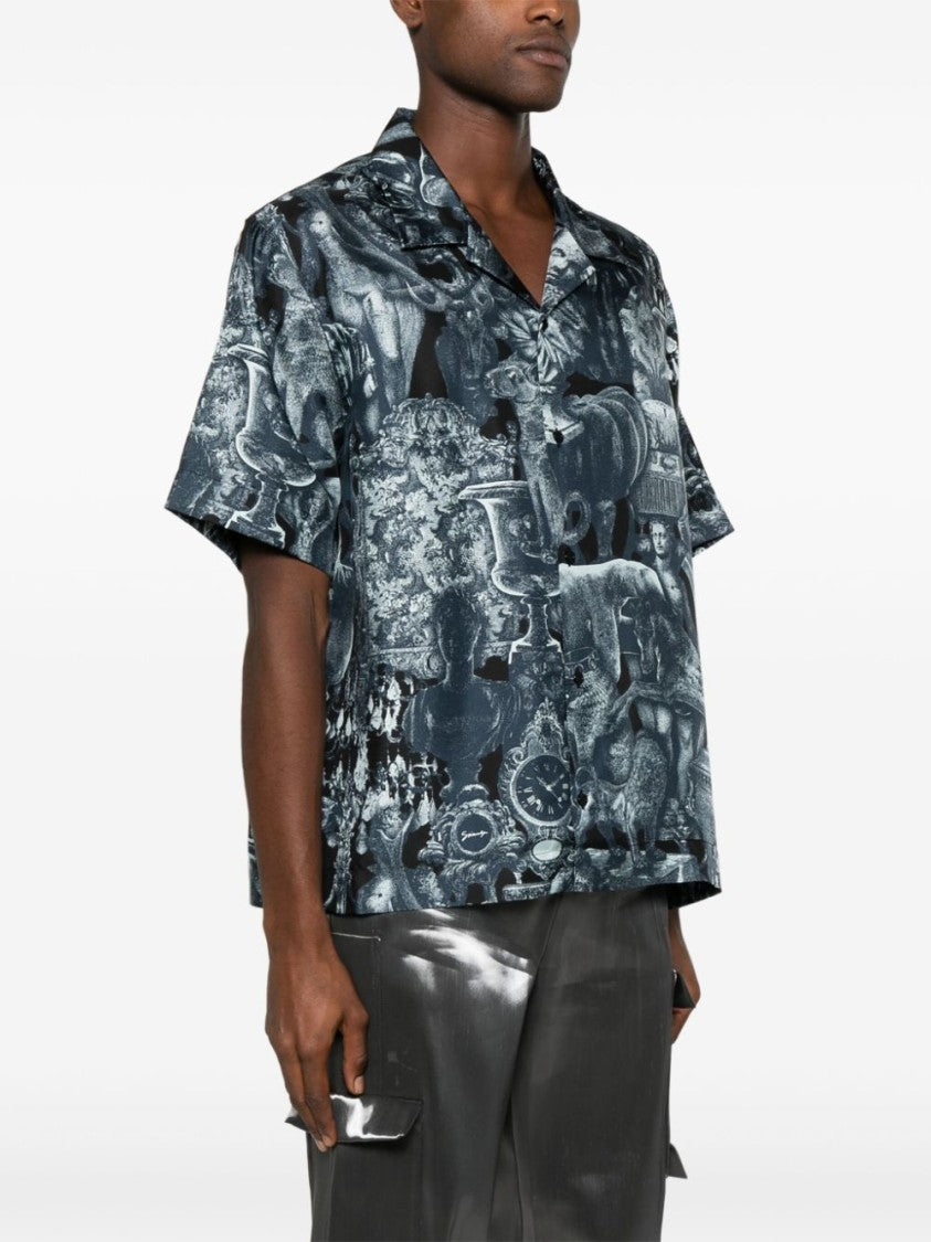 Givenchy Indigo Blue Hubert Objects Print Shirt
