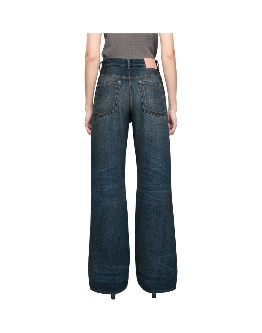 Acne Studios High-Waisted Wide-Leg Dark Blue Denim Palazzo Pants