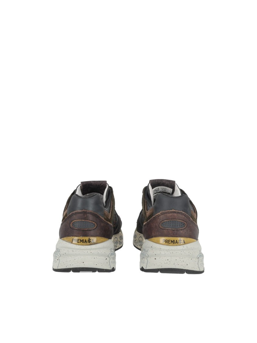 Premiata Taupe Mase25 Textured Leather Suede Sneakers