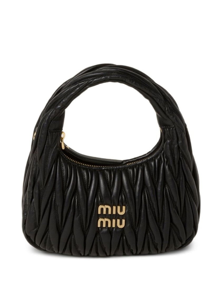 Miu Miu Black Ruched Lambskin Handbag