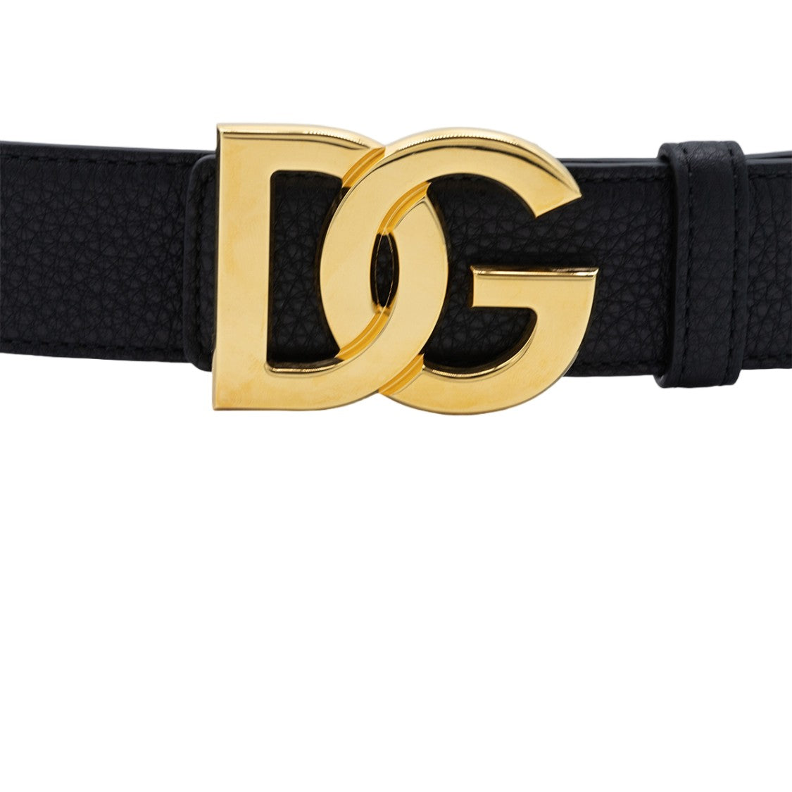 Dolce & Gabbana Textured Black Belt With Interlocking Initials Buckle