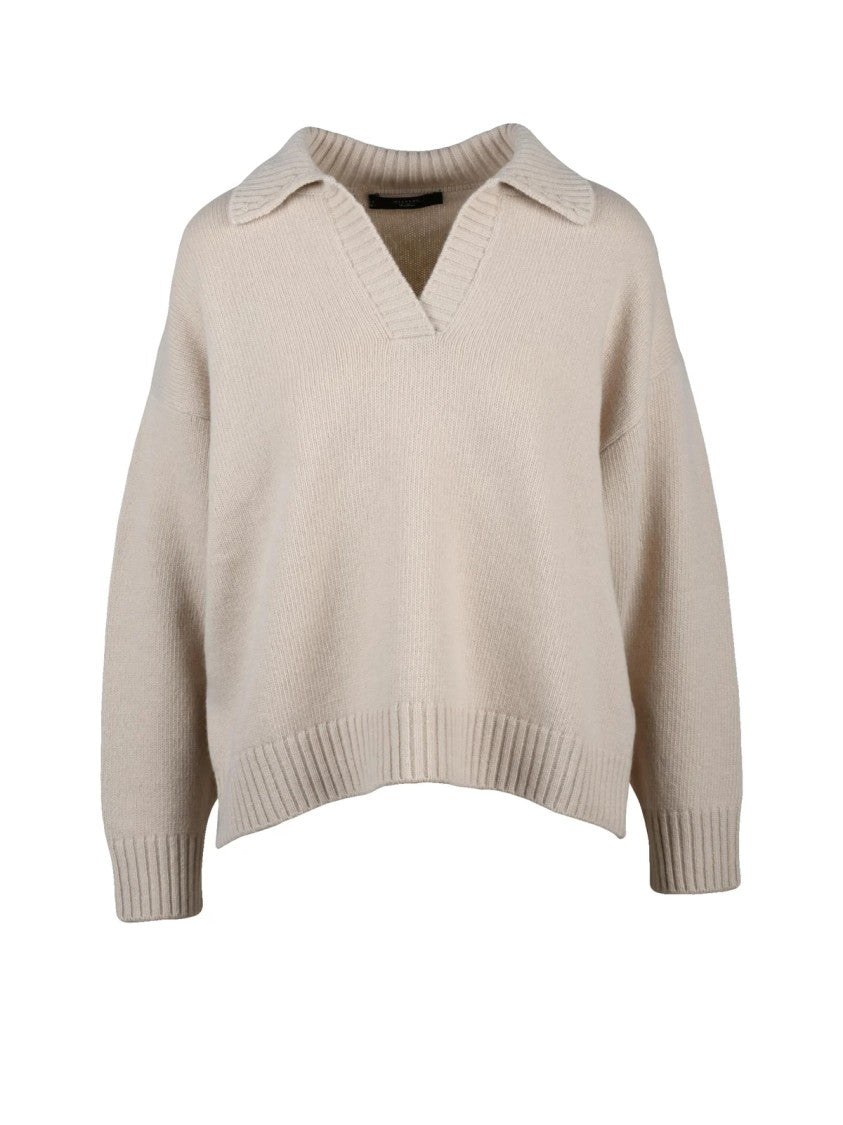 Max Mara Agre Knit Polo With V-Neckline And Ribbed Details