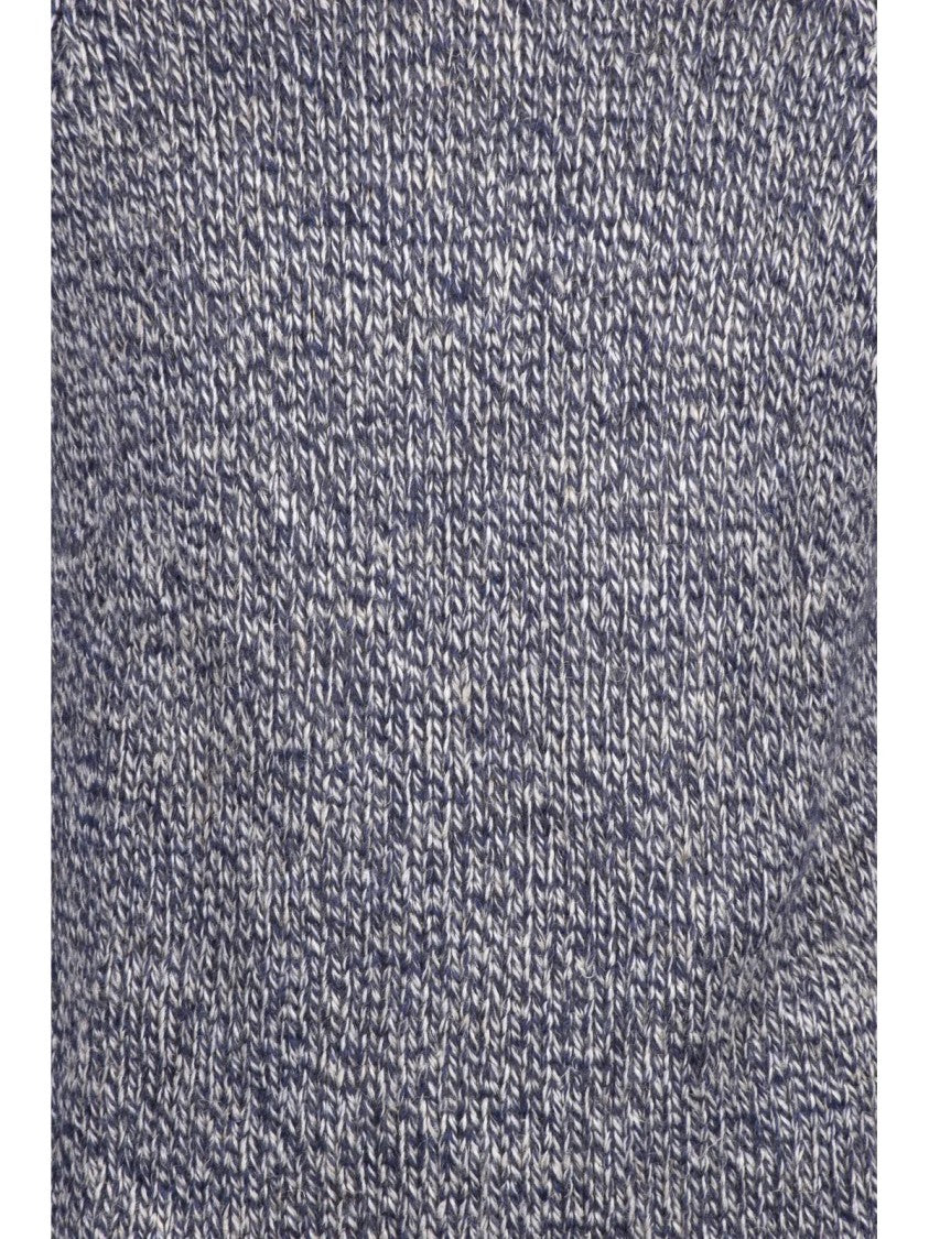 Daniele Alessandrini Textured Knit Turtleneck Sweater With Marled Blue Effect