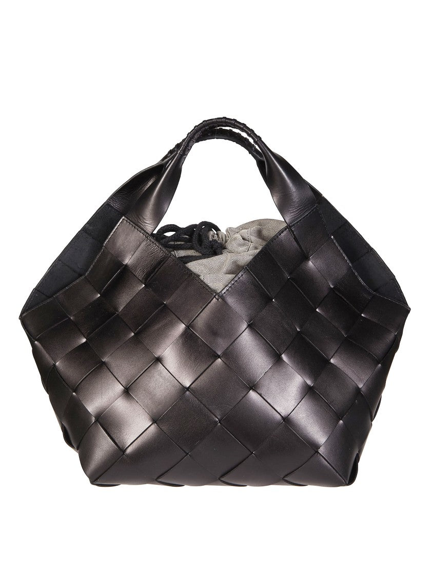 Dragon Diffusion Black Botteghe Woven Leather Tote Bag