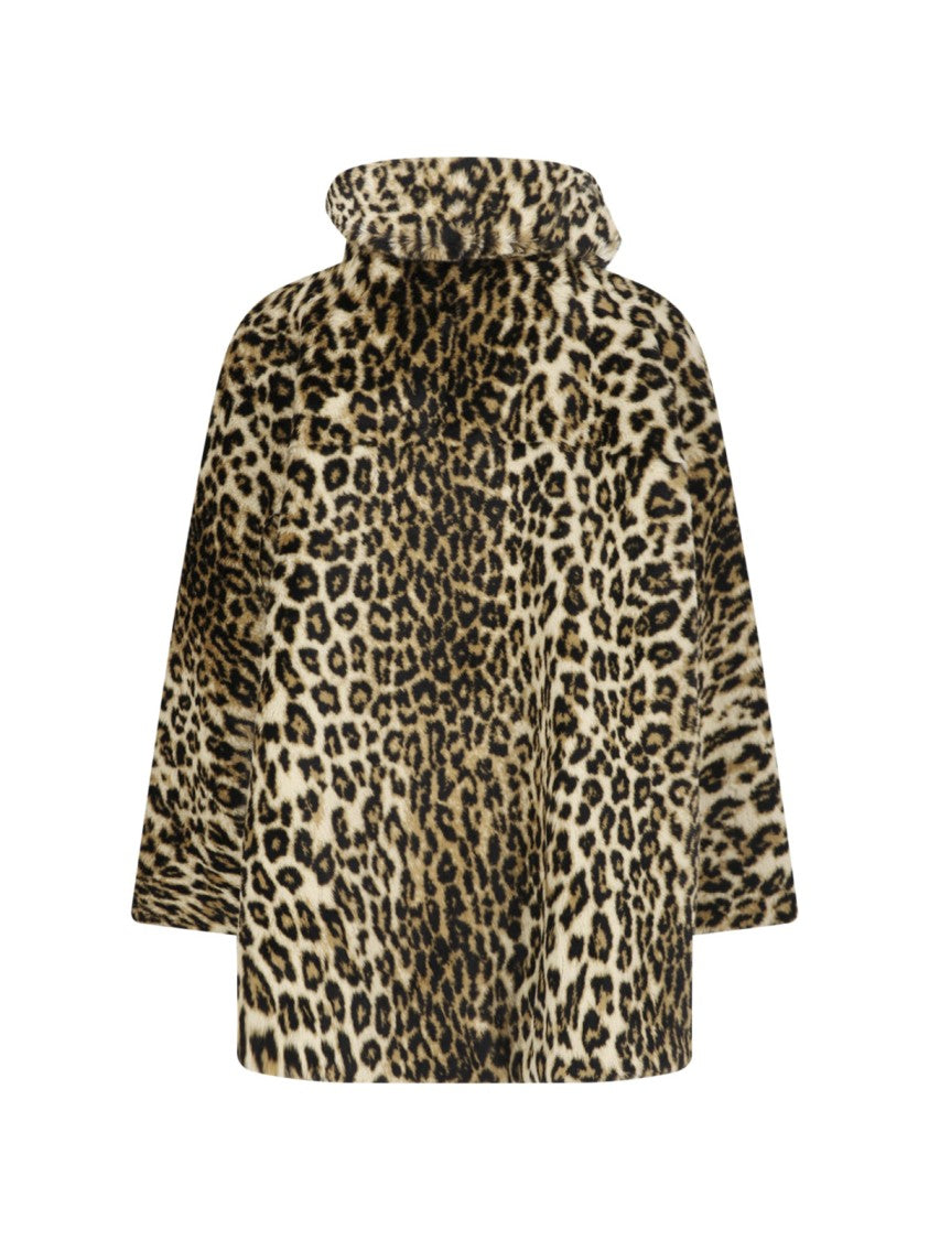 Givenchy Multicolor Leopard Print Faux Fur Coat With Adjustable Collar