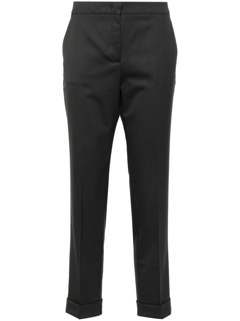 Etro Tailored Black Cropped Trousers With Cuffed Hems