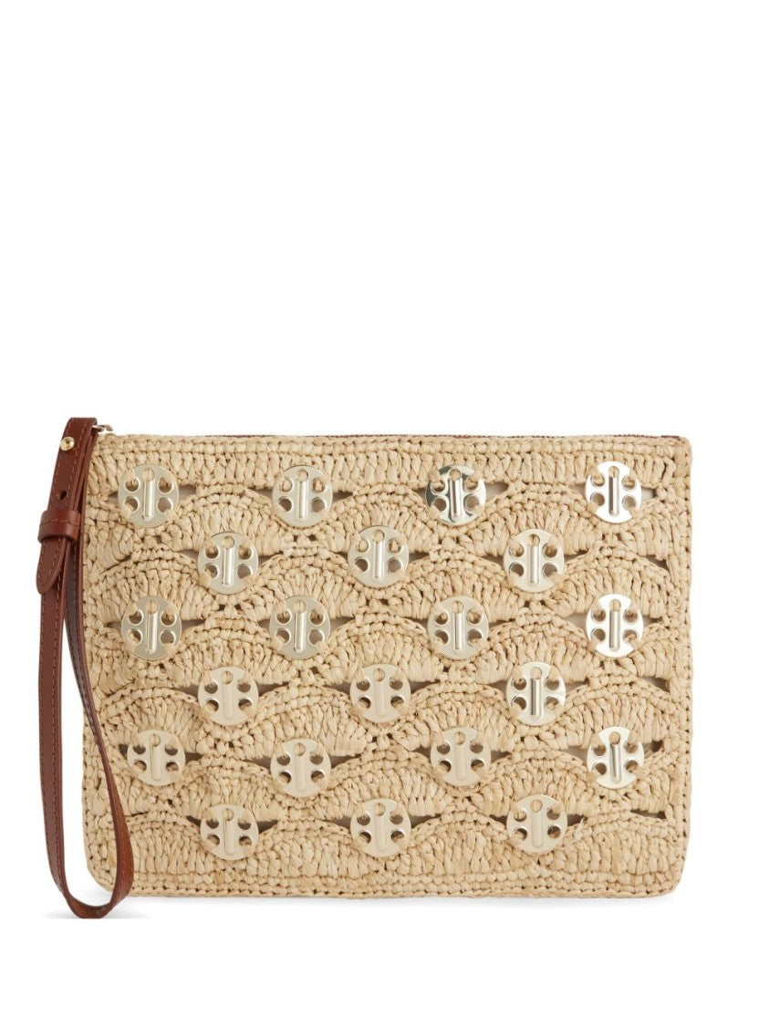 Rabanne Beige Leather Clutch With Cotton Lining