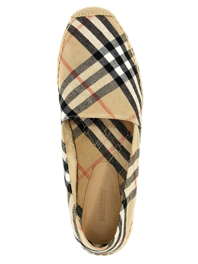Burberry Check Print Linen Blend Espadrilles