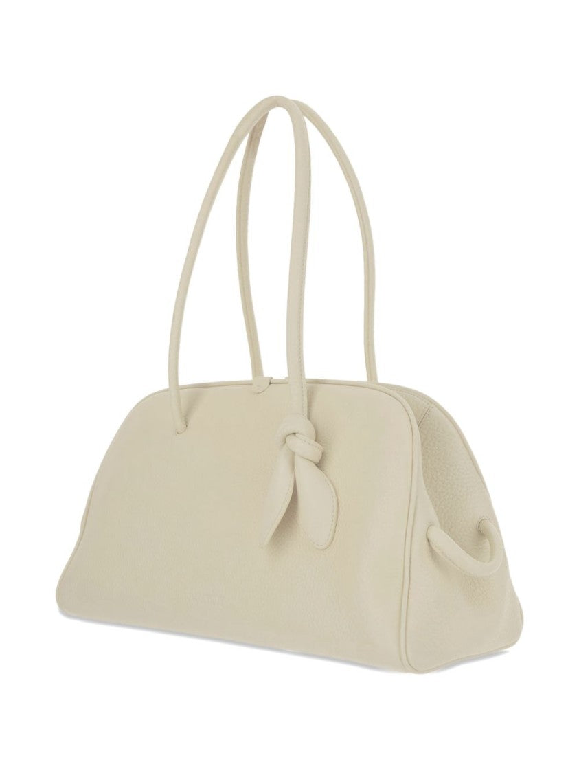 Jacquemus Ivory Leather Knot Detail Zip Bag